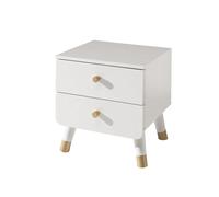 Vipack Chevet Billy enfant 2 tiroirs blanc satin pieds obliques dorés