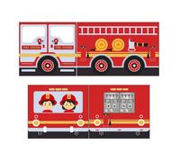 Vipack Rideau pour lit en hauteur 4 parties Pompiers Rouge