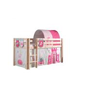 Vipack Pino Lit Compact Pin Massif Naturel + Princess Rideau Et Tunnel De Lit + 3 Pochettes