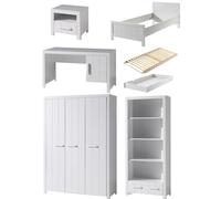 Vipack Erik Lit Simple + Sommier + Chevet + Bureau + Armoire + Bibliothque + Lit Gigogne