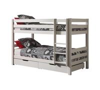 Vipack Lit Enfant Superpos Pino 90x200cm Blanc Hauteur 140cm + 2 Tiroirs De Lit