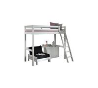 Vipack Pino Lit Mezzanine 90x200 Blanc + Commode 2 Portes + Lit Convertible En Fauteuil Blanc