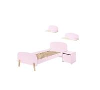 Vipack Chambre enfant complète KIDDY – style scandinave, pin massif & MDF laqué, vieux rose 90x200cm