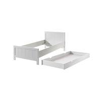 Lit gigogne 90x200 cm pin massif laqué blanc Erik