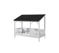 Vipack MALIA Lit cabane 90x200 avec toit noir Blanc G