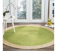 VIPANTH EXPORTS Beau Tapis Rond Multicolore en Jute Vert avec Bordure de Couleur Beige pour Salon, Couloir, Cuisine (150 cm x 150 cm)