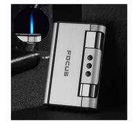 VIPAVA Boîte à Cigarettes 2 en 1, boîte à Cigarettes Automatique, Allume-gaz Rechargeable Coupe-Vent, Briquet 8 Allume-Cigare Butane, boîte à Fumer (Color : A)