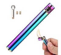 VIPAVA Mini Briquet Classique, Briquet Gonflable cylindrique en Forme de Flamme Douce, Briquet Rechargeable au Butane for Hommes, Femmes (Butane Non Inclus) (Color : C)