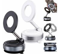 Vipbugo Phone Holder, Vipbu 360° Adjustable Vacuum Magnetic Phone Holder, Foldable and Retractable Hands-Free Suction Cup Phones Mount, for Car/Mirror/Gym, Fit for All Smartphones (Black+White)