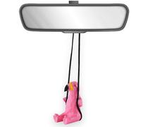 VIPbuy Flamant rose 100 % fait main en bois à suspendre pour voiture - Jolie figurine flamant rose sculpté à la main en bois peint à la main pour miroir de voiture, accessoires de décoration, cadeaux
