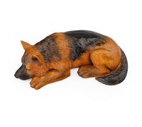 VIPbuy Urne funéraire en résine pour chien - Statuette de chien couché serein - Cadeau de condoléances pour la perte d'un chien - Figurine souvenir pour animal domestique (berger allemand)