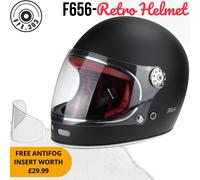 CASQUE DE MOTO EN FIBRE DE VERRE VINTAGE VIPER F656 RETRO INTEGRAL MATT BLACK