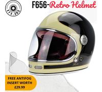VIPER F656 CASQUE MOTO INTÉGRAL EN FIBRE DE VERRE CASQUE MOTO RÉTRO NOIR CRÈM