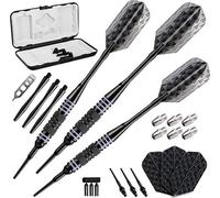 Viper Bobcat Weight Soft Tip Darts with Storage/Travel Case Fléchettes à Pointe Souple Poids réglable Mixte Adulte, Laiton Enduit Noir avec Anneaux Violets, 16 Grams (Adjustable to 18 and 19 Grams)