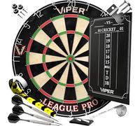Viper League Pro Jeu de fléchettes avec Pointe en Acier et Fil d'araignée Radial, sisal de Haute qualité avec Anneau Rotatif, Tableau de Bord Craie, Pointe en Acier