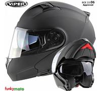 Viper RSV345 Moto Modulaire Casque Flip Up Moto Casque de Course ECE Noir Mat