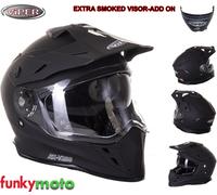 VIPER RXV288 MX MOTO CASQUE SUR LA ROUTE ET HORS ROUTE DOBLE VISIÈRE NOIR MAT