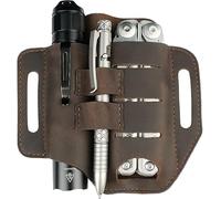 VIPERADE PJ13 Cuir EDC Sac fourreau en cuir Organisateur en cuir Tactique Multi Sac à outils Sac en cuir Lampe de poche Outil Porte-stylo avec boucle de ceinture (Brun)