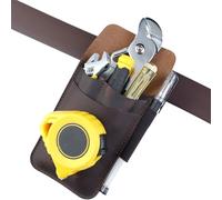 VIPERADE PJ14 Pochette à outils en cuir, support pour mètre ruban, pochette pour pinces, étui de tournevis, étui de rangement à 4 poches avec 1 boucle pour stylo tactique (marron), PJ14-BW-EU