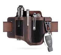 VIPERADE PL3 Gaine en Cuir avec Boucles, Organiseur De Poche EDC pour Homme, pour Ranger Les Multi-Outils, Les Lampes De Poche, Etc,Organisateur de Ceinture avec Porte-Stylo et Porte-Clés A-Brun