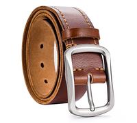 VIPERADE VD1 Ceinture en cuir pour hommes, ceinture en cuir véritable pleine fleur pour hommes, ceinture à un seul brin pour les jeans et les pantalons décontractés. (35-36, brun)