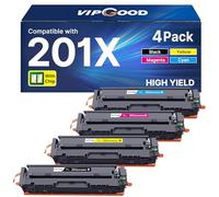 VIPGOOD 201X Cartouches de Toner Compatible pour 201X CF400X 201A Toner pour LaserJet Pro MFP M277dw M252dw M277n M252n M277 CF400X CF401X CF402X CF403X (Noir Cyan Jaune Magenta, Pack de 4)