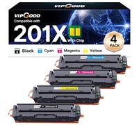 VIPGOOD 201X Cartouches de Toner Compatible pour 201X CF400X 201A Toner pour Laserjet Pro MFP M277dw M252dw M277n M252n M277 CF400X CF401X CF402X CF403X (Noir Cyan Jaune Magenta, Pack de 4)