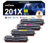VIPGOOD 201X Cartouches de Toner Compatible pour 201X CF400X 201A Toner pour Laserjet Pro MFP M277dw M252dw M277n M252n M277 CF400X CF401X CF402X CF403X (Noir Cyan Jaune Magenta, Pack de 4)