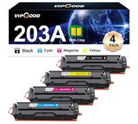 VIPGOOD 203A Cartouches de Toner Compatible pour HP 203A CF540A 203X Toner pour Laserjet Pro MFP M281fdw M281fdn M280nw M254dw M254nw CF540A CF541A CF542A CF543A (Noir Cyan Jaune Magenta, Pack de 4)