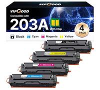 VIPGOOD 203A Cartouches de Toner Compatible pour HP 203A CF540A 203X Toner pour Laserjet Pro MFP M281fdw M281fdn M280nw M254dw M254nw CF540A CF541A CF542A CF543A (Noir Cyan Jaune Magenta, Pack de 4)