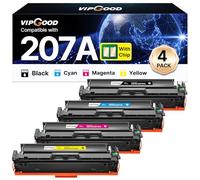 VIPGOOD 207A avec puce cartouches de toner Compatible pour HP 207A 207X toner pour HP Color LaserJet Pro MFP M283fdw M255dw M282nw M283cdw M255dw M283fdn M255nw W2210A (noir cyan jaune Magenta, 4-Pack