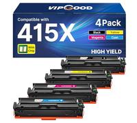 VIPGOOD 415X Cartouches de Toner Compatible pour HP 415X 415A Toner pour Laserjet Pro MFP M479fdw M479dw M479fdn M479fnw M479 M454 W2030X W2031X W2032X W2033X (Noir Cyan Jaune Magenta, Pack de 4)