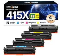 VIPGOOD 415X Cartouches de Toner Compatible pour HP 415X 415A Toner pour Laserjet Pro MFP M479fdw M479dw M479fdn M479fnw M479 M454 W2030X W2031X W2032X W2033X (Noir Cyan Jaune Magenta, Pack de 4)