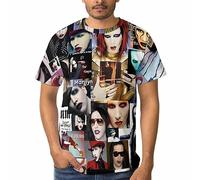 Viplili Marilyn Music and Manson T-shirt confortable à manches courtes pour homme Col rond, Noir , XL