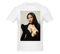 Viplili Nicki Music Minaj T-shirt à manches courtes et col rond pour homme Noir, blanc, M