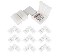 VIPMOON 10PCS Connecteur Bande LED 4 Broches 10mm, Connecteur LED sans Soudure en forme de L pour Bande LED RGB SMD 3528 5050 Connecteur Rapides