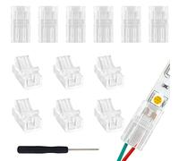 VIPMOON 12PCS Connecteur led 2 broches, Connecteur ruban led 8mm, Connectique pour Ruban LED SMD 3528 2835 Couleur Unique Imperméable et Non-Imperméable de 8mm connecteur bande led 2 broches