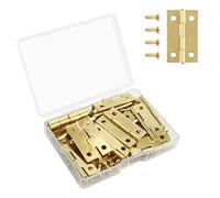 VIPMOON 17 x 29 mm Mini Charnière Modelisme, 30pcs Petit Charniere Invisible Durable et Robuste Charniere Porte Inox pour Boîte Coffre à Bijoux Cabinet DIY Accessoires avec 150 Vis -Or