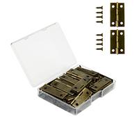 VIPMOON 29 x 17 mm Mini Charniere Modelisme, 30 Pièces Charnière Plate Rétro en Bronze Antique, Durable et Robuste Petite Charniere Inox pour Boîte à Bijoux Cabinet DIY Accessoires avec 150 Vis
