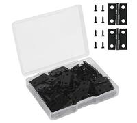 VIPMOON 50PCS Petites Charnieres Plates 18 * 15mm, Petite Charnière Noire avec 200 Vis pour boîte à bois, à Bijoux, à Tiroirs, à Pianos. Mini Charniere Modelisme Durable et robuste