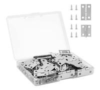 VIPMOON 70 Pièces Mini Charnière Plate, Petite Charniere Invisible Rétro Durable et Robuste Charniere Porte pour Boîte Coffre à Bijoux Cabinet DIY Accessoires Avec 300 Vis (Argent, 24x16mm + 18x15mm)