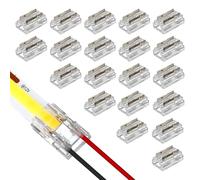 VIPMOON Connecteur de Bande à LED 5050 LED Strip Connector 10mm à 2 broches | 20 Pièces transparent seamless gapless connecteur d'angle de bande LED COB pour bande LED COB/SMD(2835 3528) 10mm