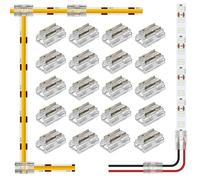VIPMOON Connecteur de Bande à LED 5050 LED Strip Connector 8mm à 2 broches | 20 Pièces transparent seamless gapless connecteur d'angle de bande LED COB pour bande LED COB/SMD(2835 3528) 8mm