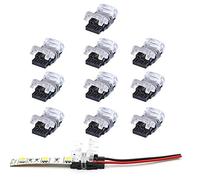VIPMOON Connecteur Ruban LED,Lot de 10 Connecteur 2 Broches 10mm pour Bande LED SMD 5050/3528 Connecteur de Couleur Unique Étanches et non Étanches