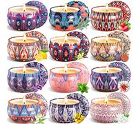 VIPNAJI Bougie Parfumée Ensemble Cadeau 12 Pièces, en Cire De Soja Naturel en Portable, pour L'aromathérapie Mariage Bath Yoga pour Fête des Mères, La Saint Valentin et Noël,decor