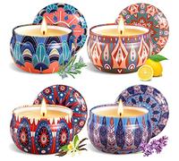 VIPNAJI Bougie Parfumée Ensemble Cadeau 4 Pièces, en Cire De Soja Naturel en Portable, pour L'aromathérapie Mariage Bath Yoga Cadeau de Fête des Mères, La Saint Valentin et Noël