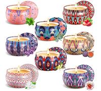 VIPNAJI Bougie Parfumée Ensemble Cadeau 8 Pièces, Bougies en Cire De Soja Naturel Portable,Bougies pour L'aromathérapie Mariage Bath Yoga Fête des Mères, La Saint Valentin et Noël,decor, Blanc