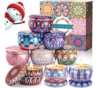 VIPNAJI Bougie Parfumée Ensemble Cadeau 9 Pièces, en Cire De Soja Naturel en Portable, pour L'aromathérapie Mariage Bath Yoga Cadeau de Fête des Mères, La Saint Valentin et Noël,Décor