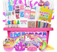 VIPNAJI Cadeaux pour Les Filles Slime Kit, Kit de Slime Fluffy pour Les Filles Tout dans Une boîte pour Faire du Slime de Glace: Fluffy, du Beurre, de Nuage et de la Mousse! Jouet Loisir Creatif DIY