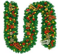 VIPNAJI Guirlande Sapin Artificiel, 270cm Couronnes et Guirlandes de Noël Lumineuse Artificiel Guirlande Sapin de Décorations de Noël, pour Chambre Porte Mur Fenêtre Escalier Cheminée